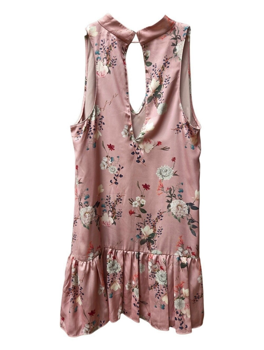 Amanda Uprichard Sleeveless Dusty Rose Floral Mini Dress with Ruffle Hem - Sz M